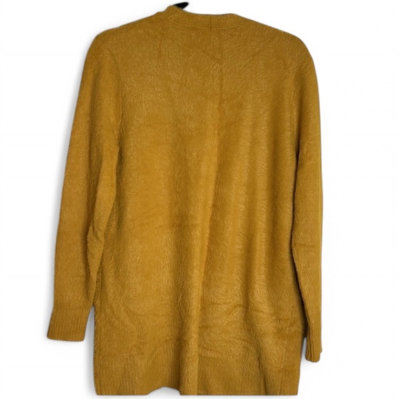 89th Madison Long Open Front Cardigan Sweater w front pockets Size L. Mustard - Picture 3 of 11